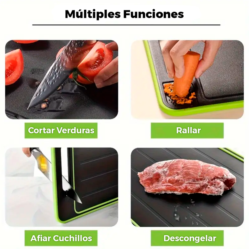 Tabla Multifuncional para Descongelar, Cortar, Rallar y Afiar Cuchillos