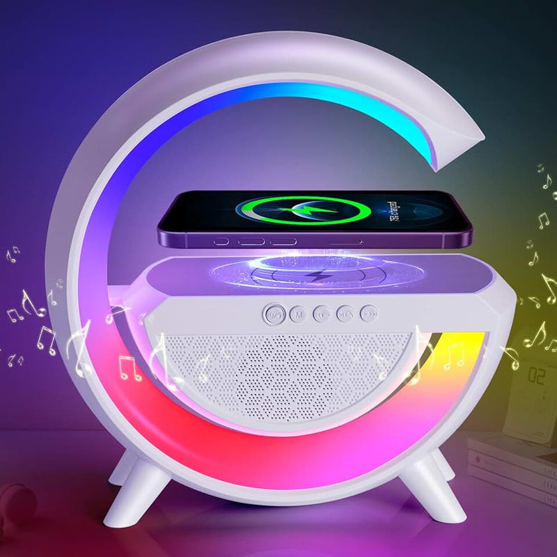 Lámpara LED Multifuncional 3 en 1: Altavoz Bluetooth, Cargador Inalámbrico y Luz RGB